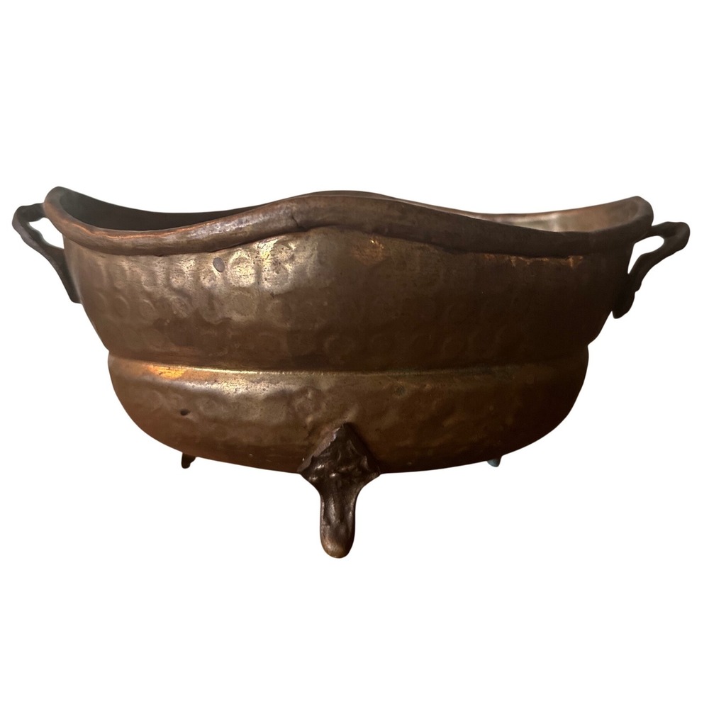 Vintage Brass Clawfoot Planter